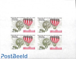 Aviation bicentenary 1v, Imperforated block m/s with 4 stamps
