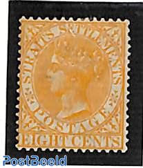 Straits Settlements, 8c, WM Crown-CA, Stamp out of set