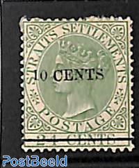 Straits Settlements, 10 CENTS on 24c