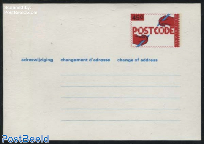New address card, 45c Postcode