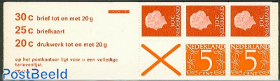2x5, 3x30c booklet, text: 30c brief tot en met 20