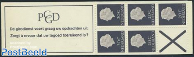 5x20c booklet, normal paper, text:De girodienst vo