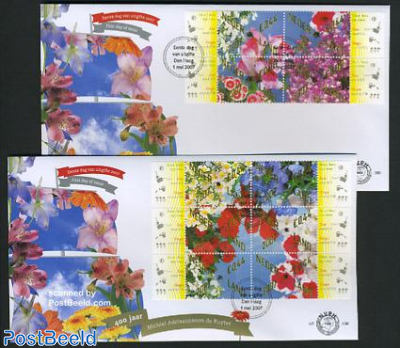 Flowers 10v FDC (2 envelopes), with real seeds